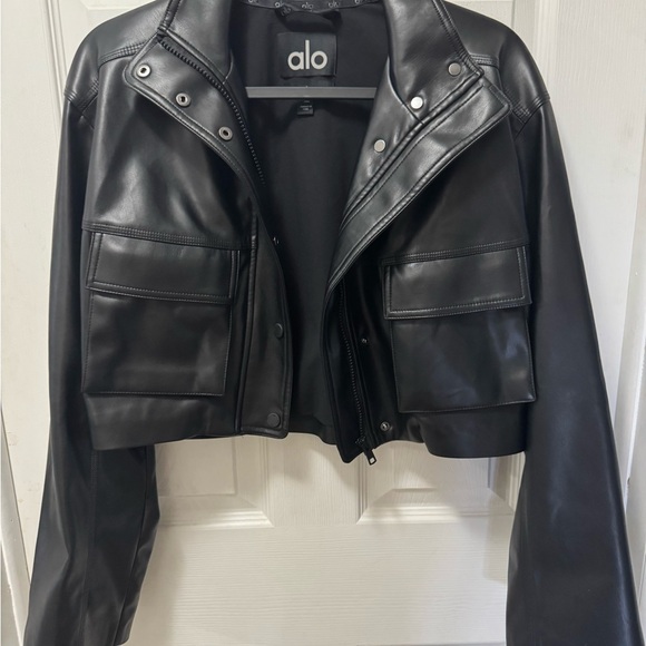 ALO Yoga Black Leather Jacket - Picture 6 of 11